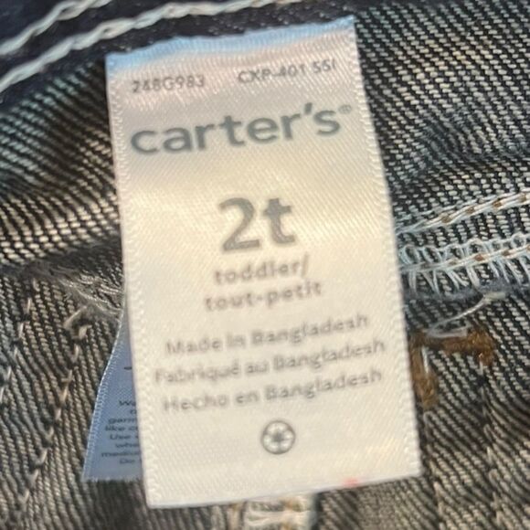 Carter’s 2T Toddler Jeans Suspenders Blue Denim Pants Unisex Kidswear Fall Fit - Picture 3 of 10